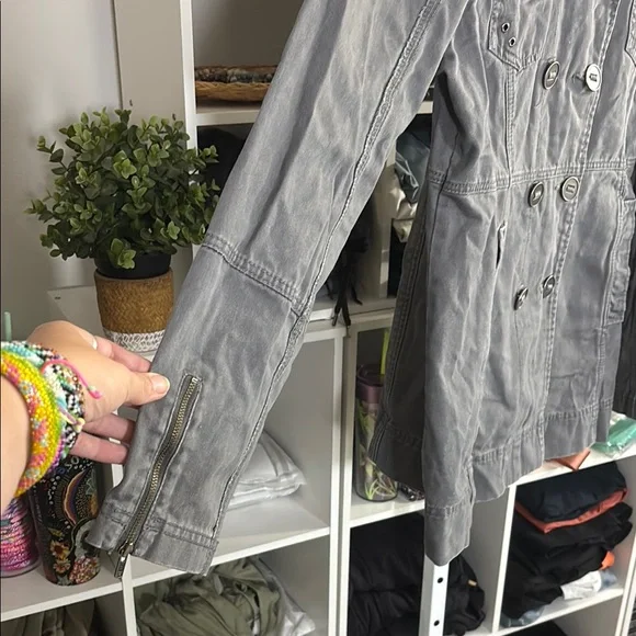 Hurley Gray Utility Jacket Classic Design double breasted skater grunge y2k 90s - Picture 4 of 7